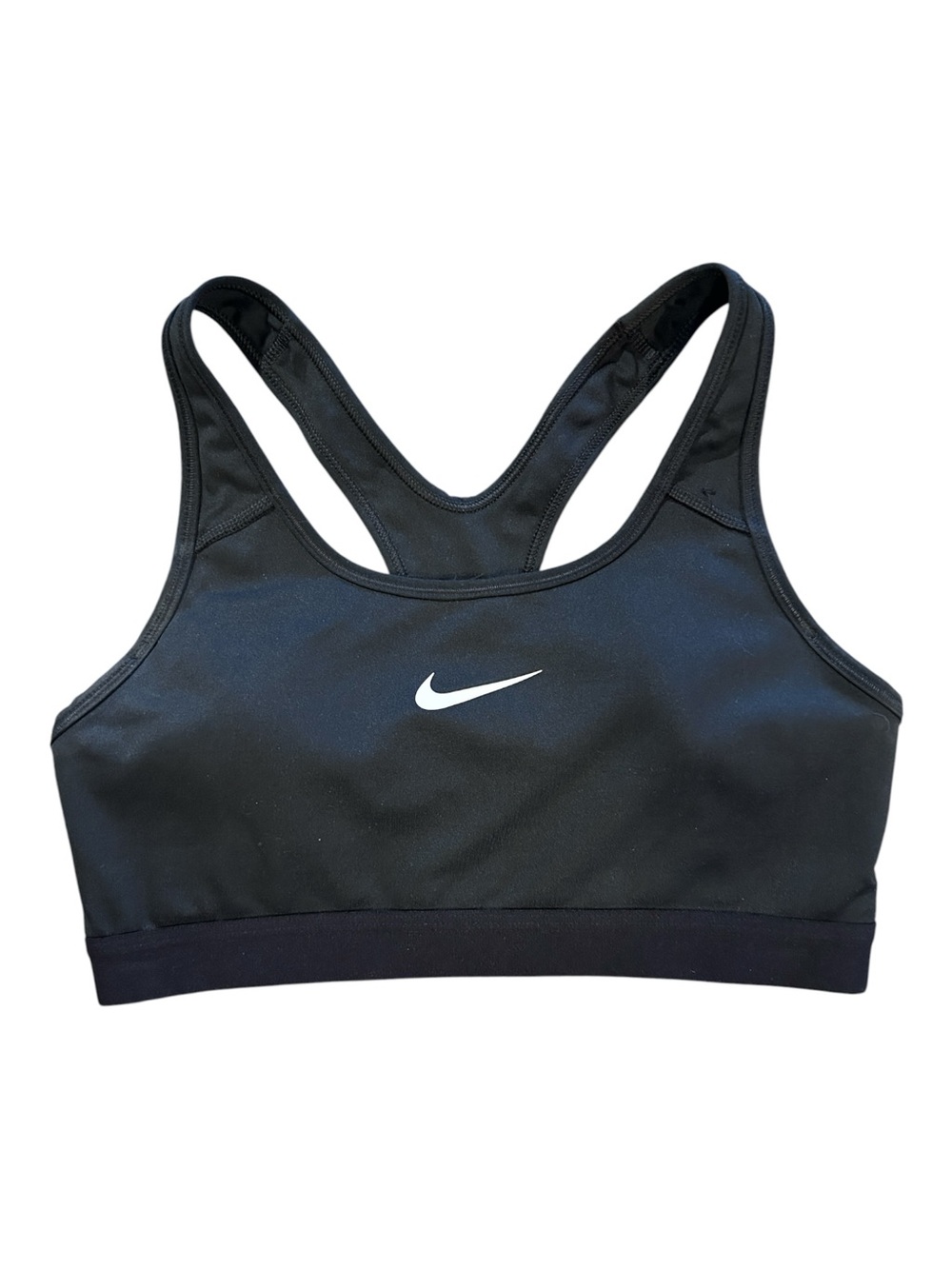 Like New Nike Black Racerback Sports Bra with White Swoosh